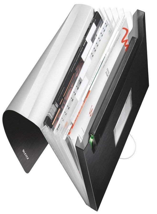Leitz Style PP Project Premium File Folder with 6 Expanding Compartments, Satin Black (200 Sheets Capacity) - Image 2