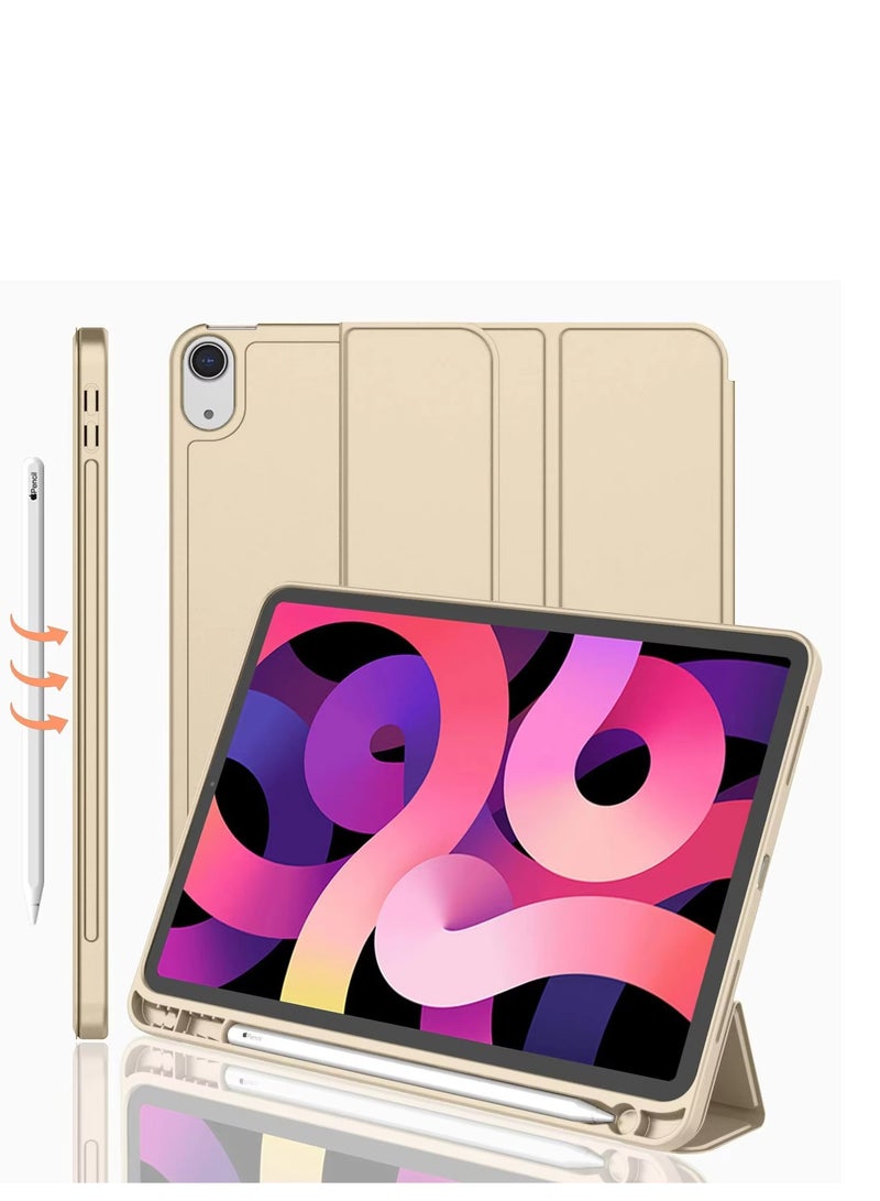 iPad Smart Case 10.9 with Auto Sleep/Wake Super Protection with Pen Holder Suitable for iPad Stand for Watching Movies Gold  - Image 1