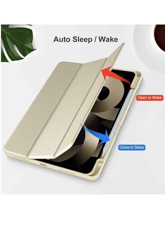 iPad Smart Case 10.9 with Auto Sleep/Wake Super Protection with Pen Holder Suitable for iPad Stand for Watching Movies Gold  - Image 3