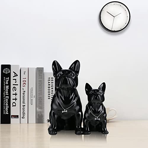 suruim Luxury French Bulldog Statue Collection - Gold/Silver/Black Chrome Dog Sculpture, Decorative Dog Statue for Home Decor & Gift (Black, 9 in) - Image 2