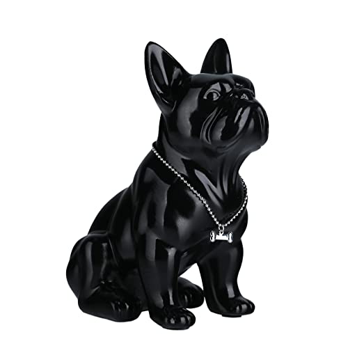 suruim Luxury French Bulldog Statue Collection - Gold/Silver/Black Chrome Dog Sculpture, Decorative Dog Statue for Home Decor & Gift (Black, 9 in) - Image 1