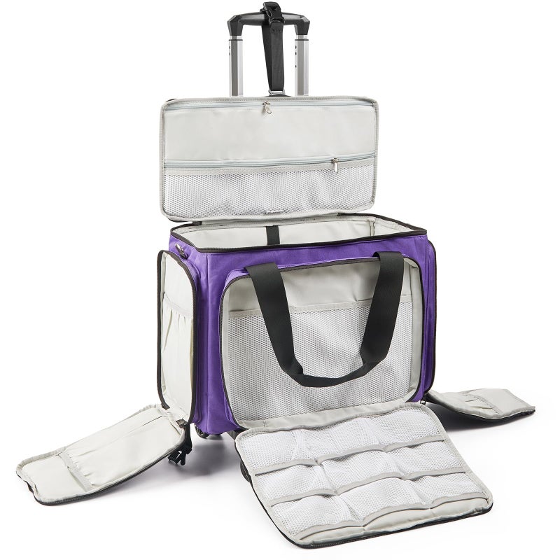 BatlFrist Rolling Sewing Machine Bag with Universal wheels,Sewing Machine Carrying Case with YKK zipers, Compatible most Standard Brother, Singer, Bernina, Sewing Machines (Dark Purple) - Image 4