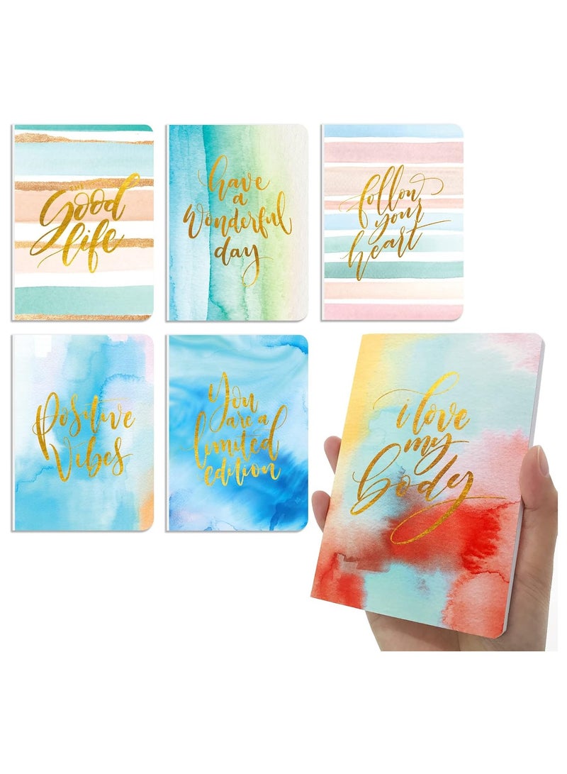 Kidepoch 6 Pack Cute Watercolors Notebooks, 6 Designs Mini Pocket Notebook, 40 Lined Pages Small Journal Bulk for Women Kids Students Gift School Supplies, 4 * 5.75inch  - Image 1