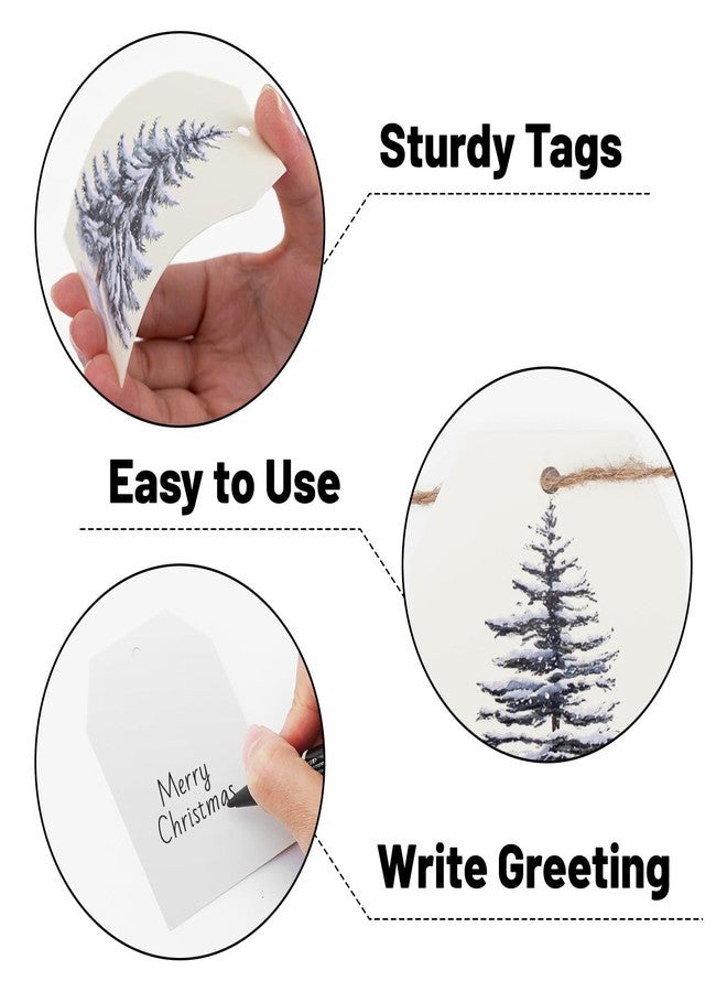 Alynta Christmas Tags with String - Christmas Tree Tags 50Pcs Holiday Tag Winter Paper Tag for Christmas Presents Gift Wrapping Xmas Winter Decorations (White) - Image 3