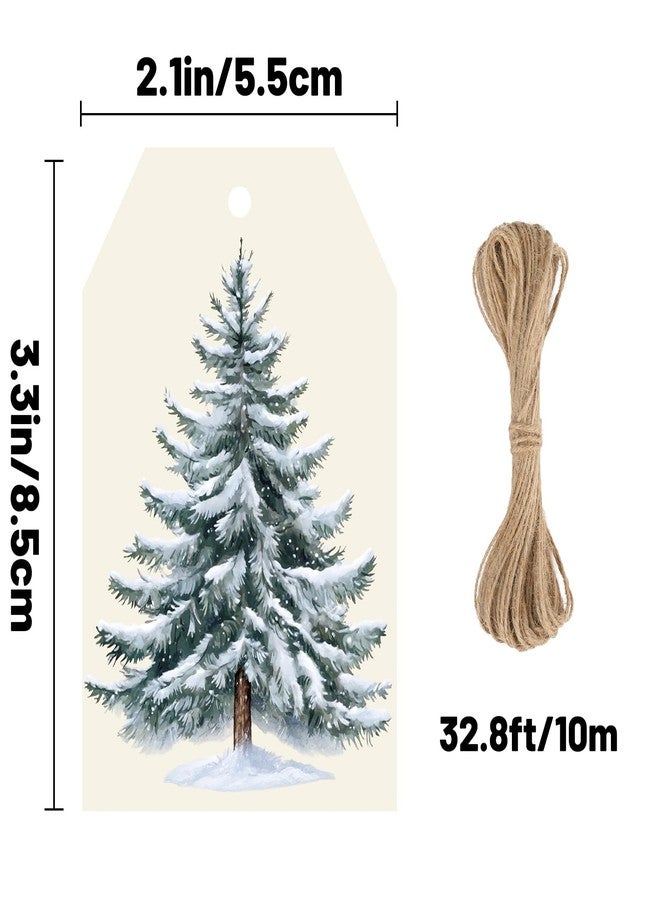 Alynta Christmas Tags with String - Christmas Tree Tags 50Pcs Holiday Tag Winter Paper Tag for Christmas Presents Gift Wrapping Xmas Winter Decorations (White) - Image 2