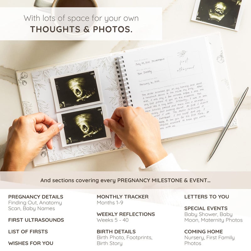 ZIRI & ZANE Keepsake Pregnancy Journal to Cherish Forever - A Pregnancy Book to Capture Every Milestone of Mom & Baby’s 9-Month Journey - Pregnancy Baby Journal For Expecting First Time Moms & Experienced Moms - Image 3