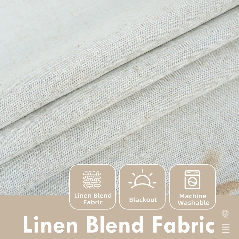 DriftAway Double Layer Linen Blackout Tie Up Curtains Thermal Insulated Fully Lined Balloon Roman Shade Bathroom Window Adjustable Rod Pocket for Small Window 25 Inch by 47 Inch Light Linen - Image 3