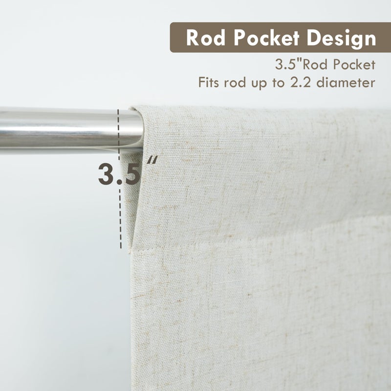 DriftAway Double Layer Linen Blackout Tie Up Curtains Thermal Insulated Fully Lined Balloon Roman Shade Bathroom Window Adjustable Rod Pocket for Small Window 25 Inch by 47 Inch Light Linen - Image 4