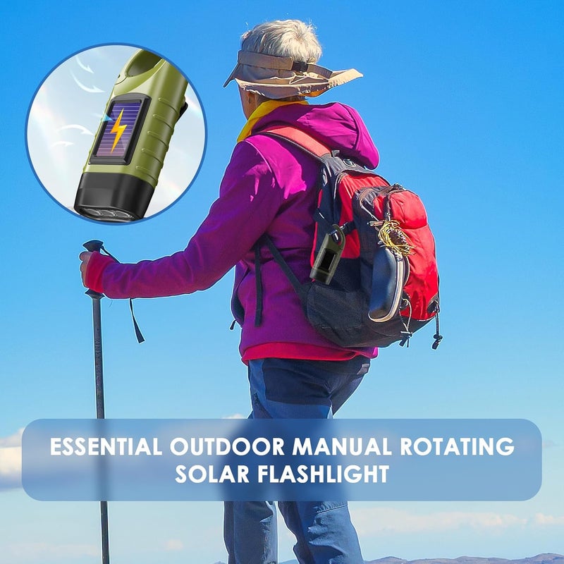 Distorris 2 Pack LED Torch with Solar Power and Hand Crank - Portable Emergency Light for Camping and Outdoor Use - Image 4