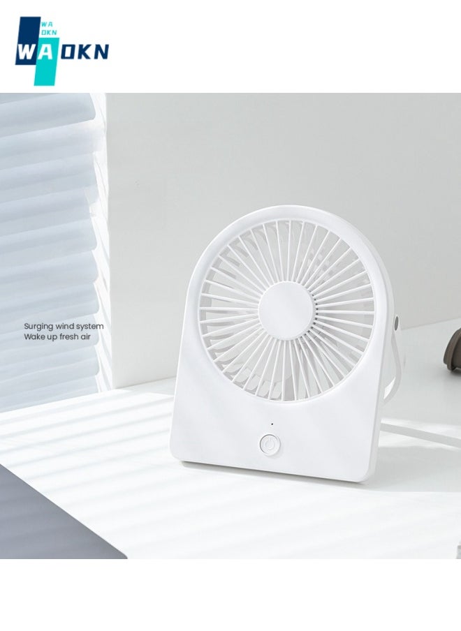 WAOKN USB Small Desktop Fan, 3 Speed Portable Desk Fan, 1200mAH Wall Mount Personal Mini Fan, Quiet Operation, Suitable for Home Office Car Outdoor Travel (White)  - Image 5