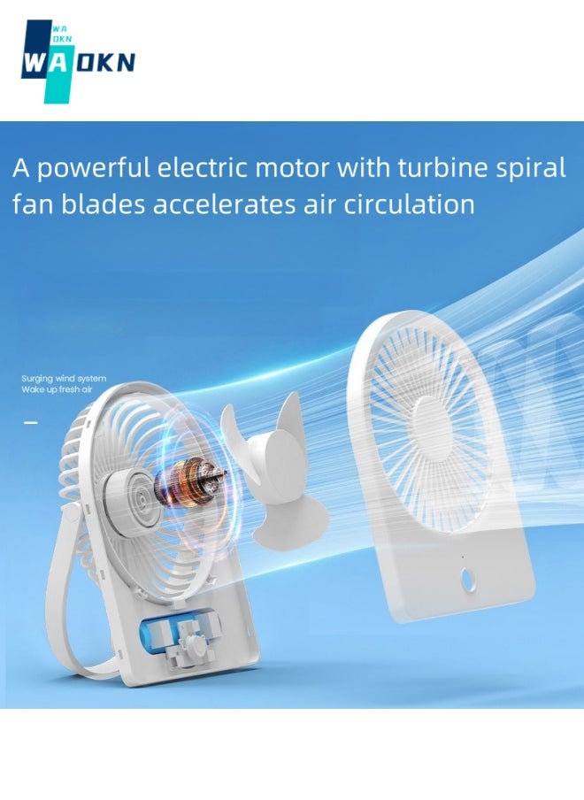 WAOKN USB Small Desktop Fan, 3 Speed Portable Desk Fan, 1200mAH Wall Mount Personal Mini Fan, Quiet Operation, Suitable for Home Office Car Outdoor Travel (White)  - Image 3