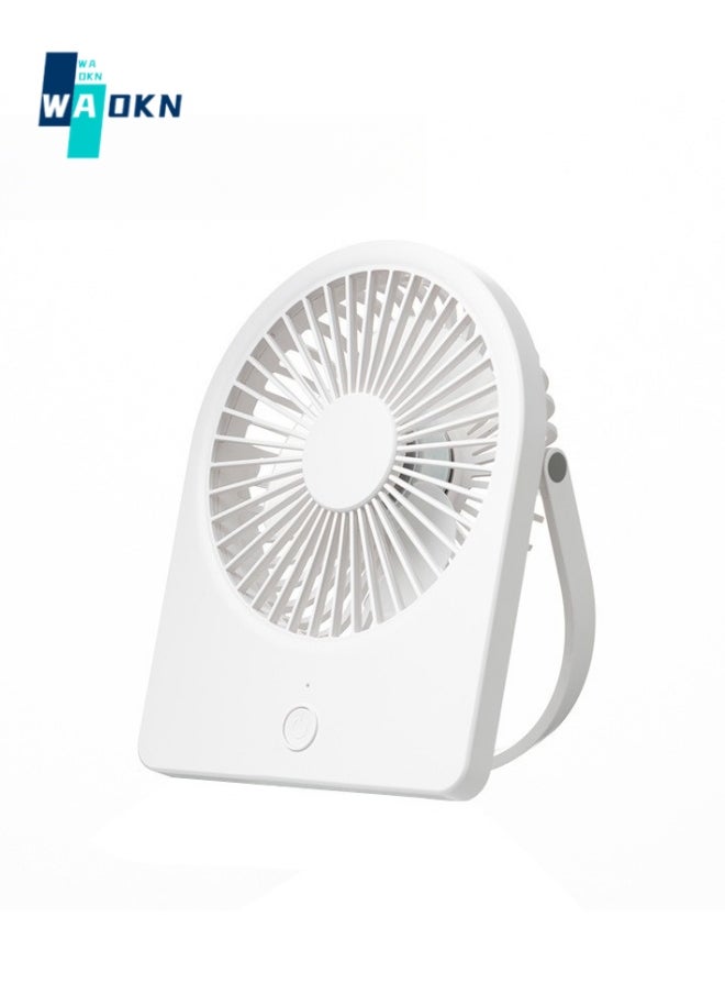 WAOKN USB Small Desktop Fan, 3 Speed Portable Desk Fan, 1200mAH Wall Mount Personal Mini Fan, Quiet Operation, Suitable for Home Office Car Outdoor Travel (White)  - Image 1
