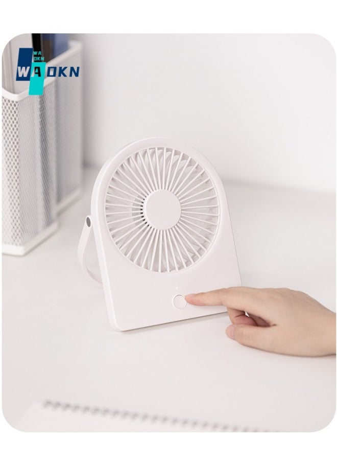 WAOKN USB Small Desktop Fan, 3 Speed Portable Desk Fan, 1200mAH Wall Mount Personal Mini Fan, Quiet Operation, Suitable for Home Office Car Outdoor Travel (White)  - Image 2