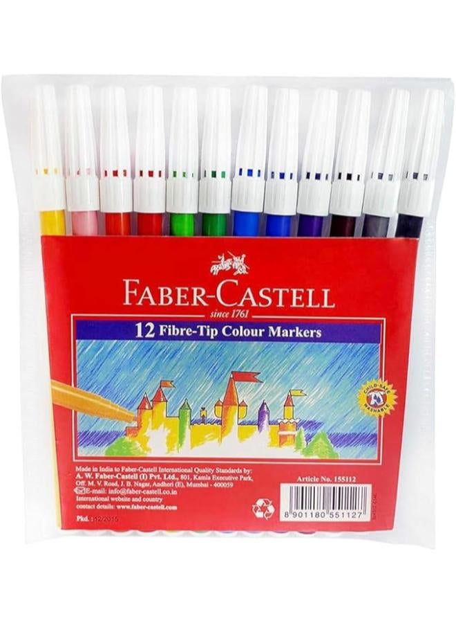 FABER-CASTELL FABER CASTELL-12 Fibre-Tip Colour Markers - Image 1
