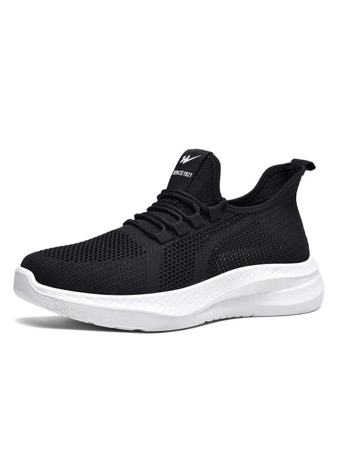 Double Star Eight Double Star Men's Breathable Sports Shoes Lightweight Men's Mesh Casual Shoes All-match Running Shoes Soft Bottom Mesh Shoes Black And White Size 42 - Image 2