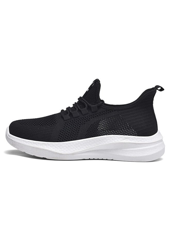 Double Star Eight Double Star Men's Breathable Sports Shoes Lightweight Men's Mesh Casual Shoes All-match Running Shoes Soft Bottom Mesh Shoes Black And White Size 42 - Image 1