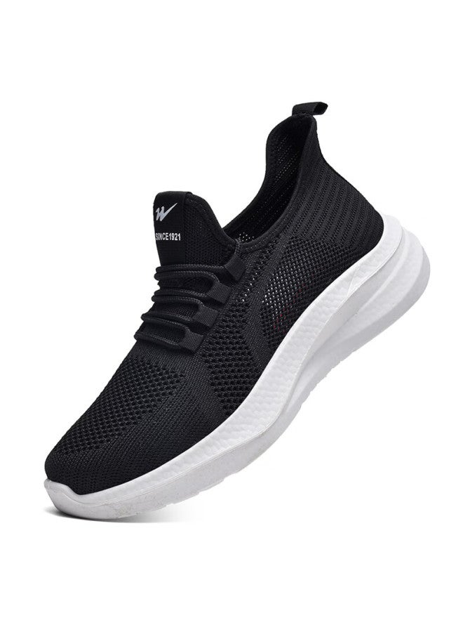 Double Star Eight Double Star Men's Breathable Sports Shoes Lightweight Men's Mesh Casual Shoes All-match Running Shoes Soft Bottom Mesh Shoes Black And White Size 42 - Image 3