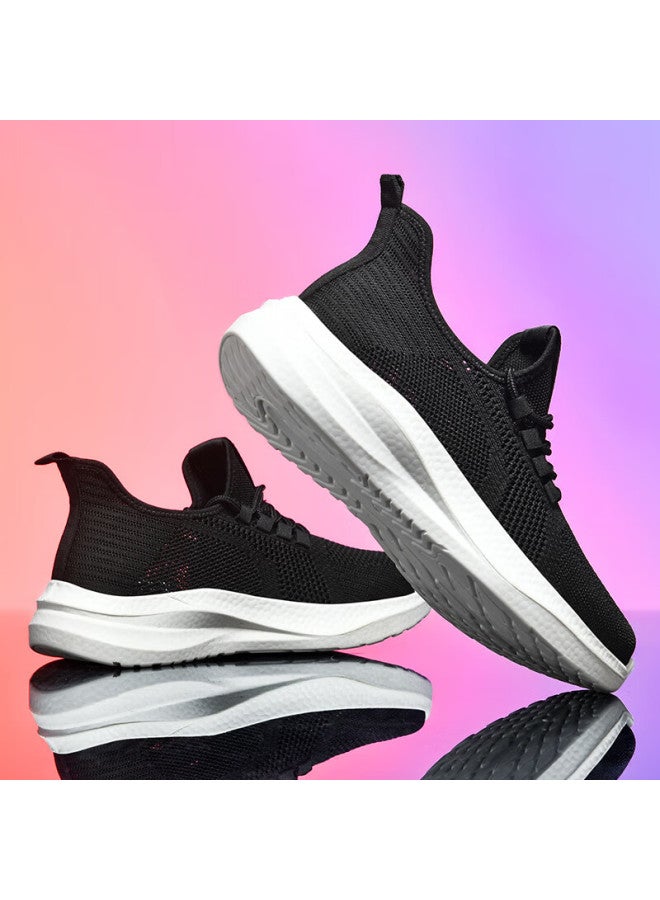 Double Star Eight Double Star Men's Breathable Sports Shoes Lightweight Men's Mesh Casual Shoes All-match Running Shoes Soft Bottom Mesh Shoes Black And White Size 42 - Image 5