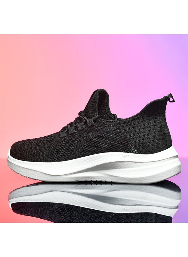 Double Star Eight Double Star Men's Breathable Sports Shoes Lightweight Men's Mesh Casual Shoes All-match Running Shoes Soft Bottom Mesh Shoes Black And White Size 42 - Image 4