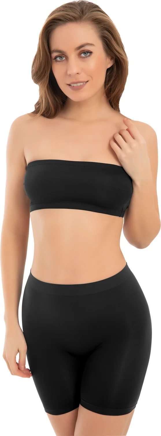 كوتن هيل Premium - Women's Black Ultra-Comfortable Seamless High Waist Long Leg Boxer