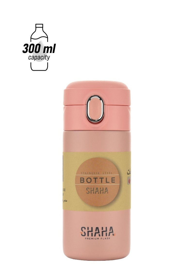 SHAHA زجاجة مفرغة من الفولاذ المقاوم للصدأ سعة 300 مل، وردية - Image 1
