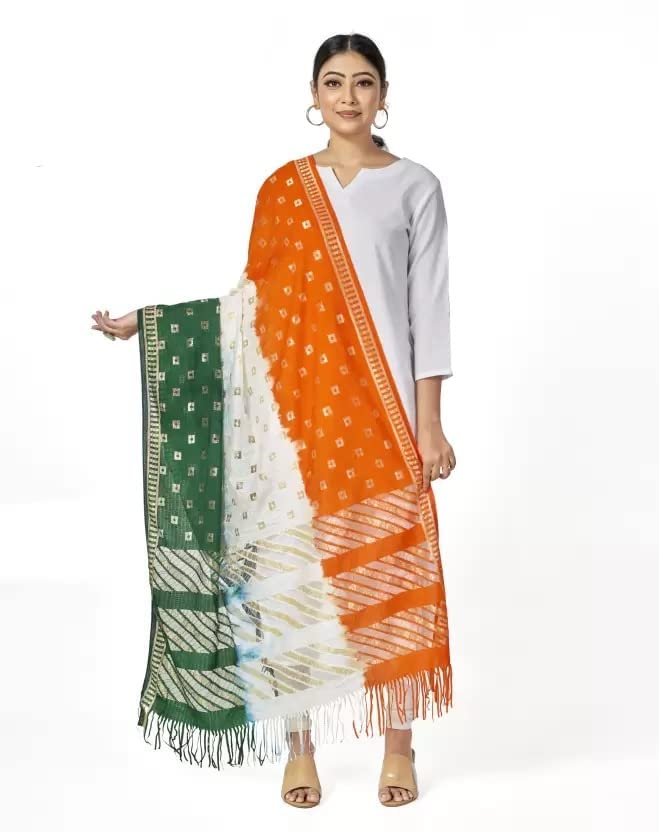 KBNBJ Republic Day/Independence Day Tricolor Stole, Dupatta, Scarf for Adults & Kids | Pack of 5pcs | Tiranga Accessories for Patriotic Celebrations | Lightweight & Comfortable - Image 4