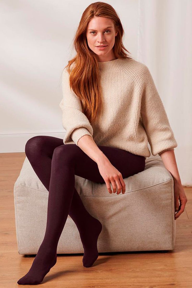 Tchibo Women Plain Full Tights, Maroon  - Image 1