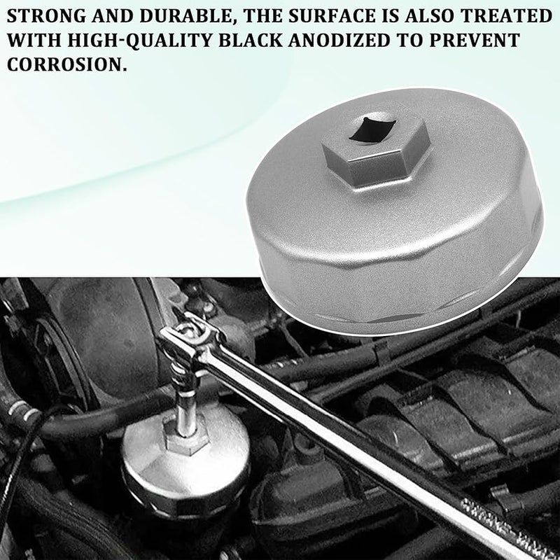 QQWD Oil Filter Wrench, Heavy Duty 74mm 14 Flutes Oil Filter Cap Wrenches Removal Tool Compatible with Mercedes Benz, Audi, VW, Porsche, Audi, Mazda, Sprinter Select Mobil1, Bosch, Mahle - Image 3