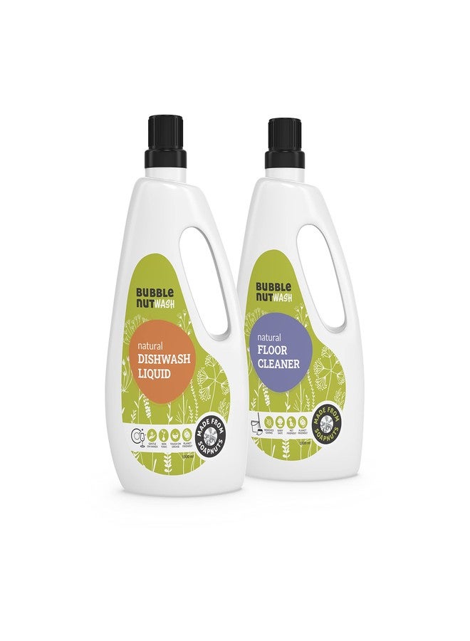 BubbleNut Wash Natural And Organic Dishwash Liquid (1000 ml), Soap nuts based, Green, Baby safe, Dish washing liquid (Dishwash + Floor Cleaner 1 Lit) - Image 1