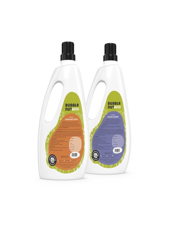 BubbleNut Wash Natural And Organic Dishwash Liquid (1000 ml), Soap nuts based, Green, Baby safe, Dish washing liquid (Dishwash + Floor Cleaner 1 Lit) - Image 2