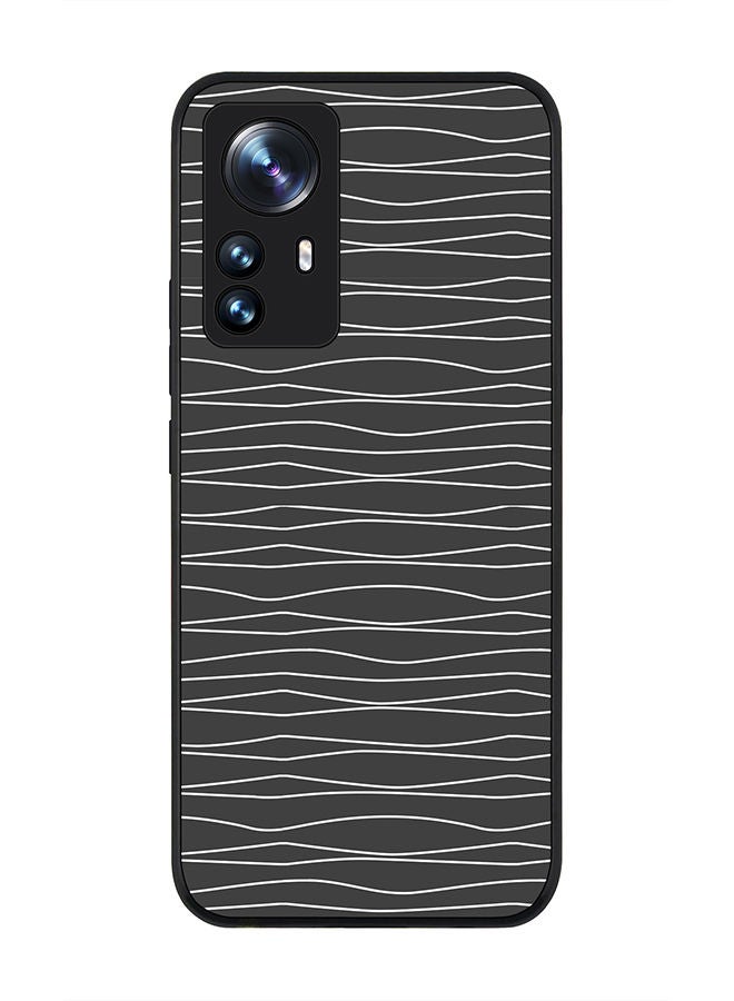 Stylizedd Rugged Black edge case for Xiaomi 12 / Xiaomi 12X Slim fit Soft Case Flexible Rubber Edges Anti Drop TPU Gel Thin Cover - Squiggly Lines - Image 1