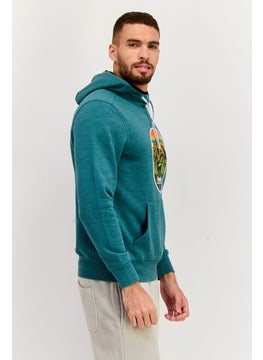 Avalanche Men Sportswear Fit Long Sleeves Outdoor Hooded Sweatshirt, Green Combo  - Image 2