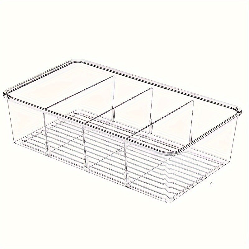 1/2/4pcs Storage & Organization, Food Storage Organizer Bins, Clear Plastic Removable Snack Organizer, Pantry Organization Storage Racks with 3 Dividers, for Kitchen Cabinets Snacks, Packets, Spices, Kitchen Supplies - Image 3