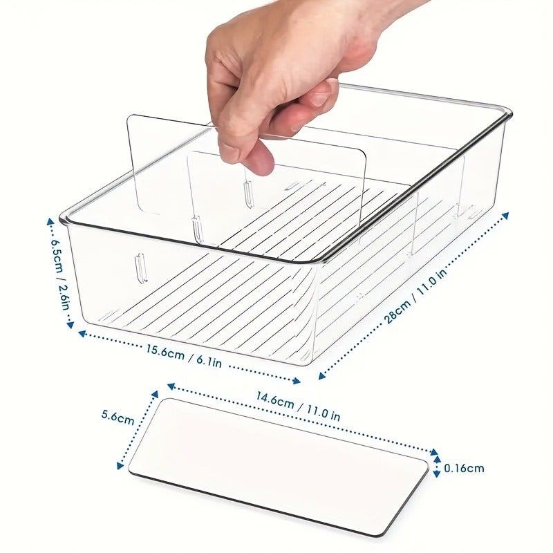 1/2/4pcs Storage & Organization, Food Storage Organizer Bins, Clear Plastic Removable Snack Organizer, Pantry Organization Storage Racks with 3 Dividers, for Kitchen Cabinets Snacks, Packets, Spices, Kitchen Supplies - Image 4