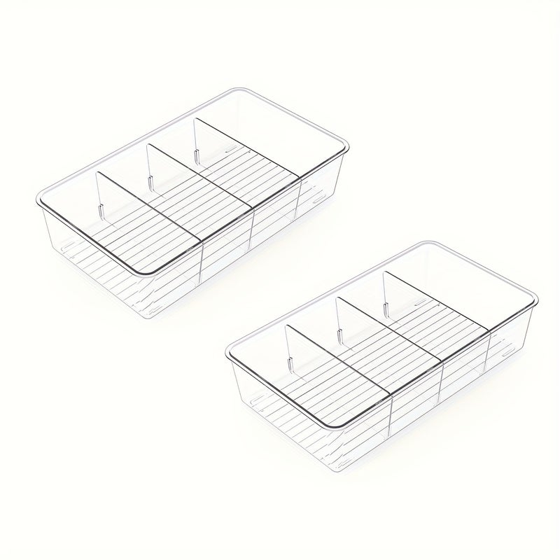 1/2/4pcs Storage & Organization, Food Storage Organizer Bins, Clear Plastic Removable Snack Organizer, Pantry Organization Storage Racks with 3 Dividers, for Kitchen Cabinets Snacks, Packets, Spices, Kitchen Supplies - Image 5