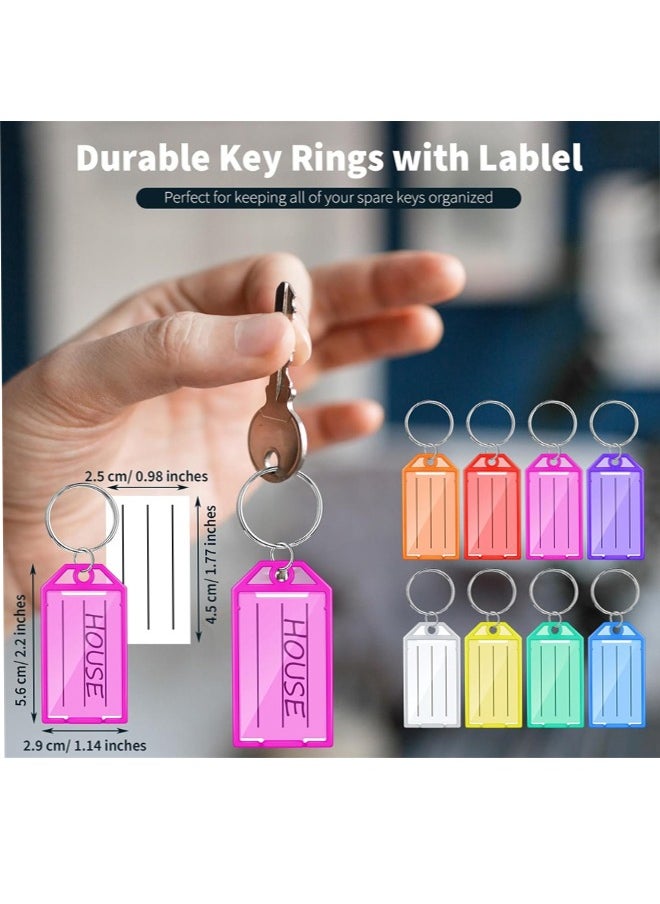 Generic Key Tags with Labels, 24pcs Key Rings with Tags, Name Tags, Plastic Key Labels, Key Fobs with Labels ID Identifiers with Clear Label Window  for Luggage Pet Id Name, 8 Color  - Image 2