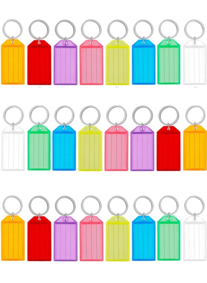 Generic Key Tags with Labels, 24pcs Key Rings with Tags, Name Tags, Plastic Key Labels, Key Fobs with Labels ID Identifiers with Clear Label Window  for Luggage Pet Id Name, 8 Color  - Image 1