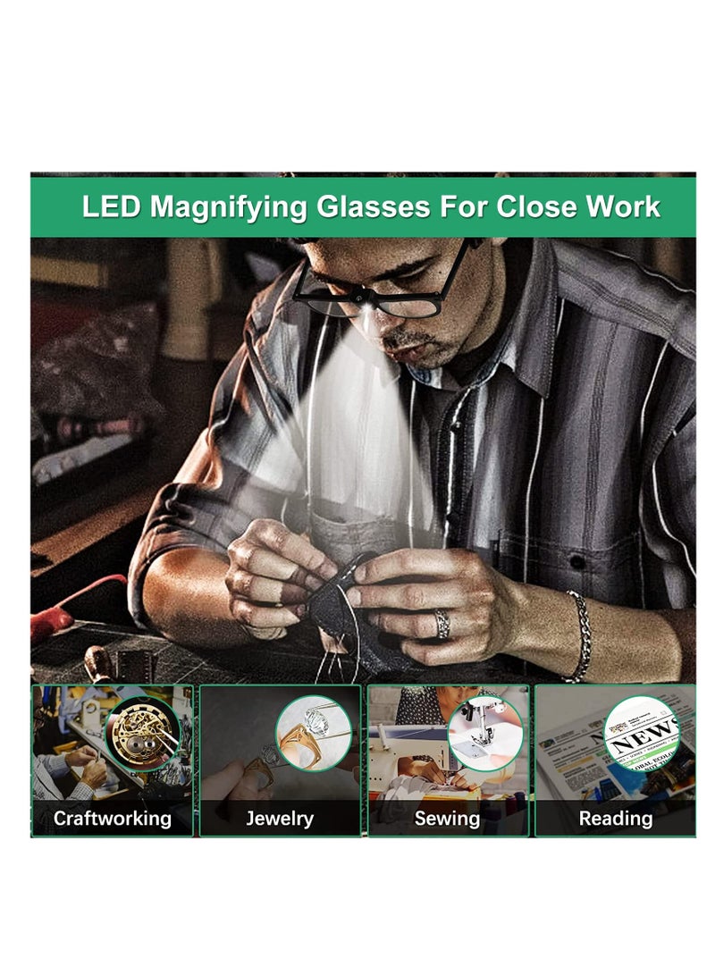 KASTWAVE Magnifying Glass with Light LED Lighted Magnifying Glasses Bright Sight Eyeglasses Vision for Women Men Hands Free for Close Work, Reading, Crafts, Hobbies, Jewelle and Painting - Image 5