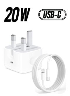 20W USB C Power Adapter with Type C to Lightning Cable White