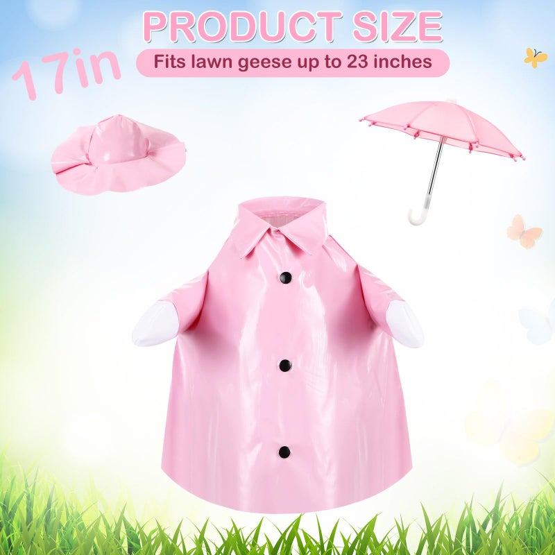 FuWeave Spring Baby Goose Outfit Raincoat and Umbrella for 17'' Lawn Porch Baby Goose Costume Plastic Raincoat Clothes for Spring Outdoor Patio Yard Lawn Decoration(Pink) - Image 2