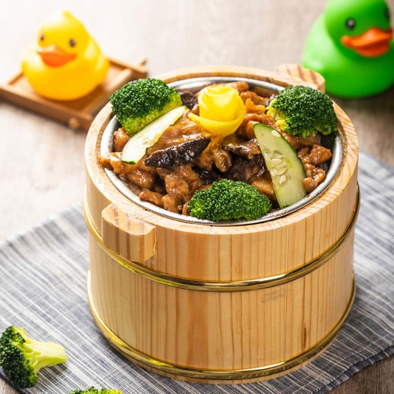 SHOWERORO 1set Wooden Sushi Rice Bowl with Lid Versatile Lidded Rice Mixing Tub for Cooking Serving Sushi Preparation Compact Design for Cleaning - Image 2