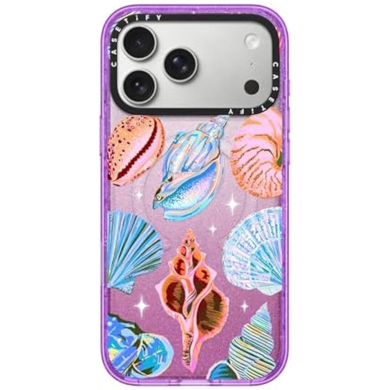 Casetify Impact iPhone 17 Pro Max Case 【Slim/Compatible with Magsafe / 8.2 ft. 4X Military Grade Drop Protection】 - Seashell - Glitter Purple - Image 1