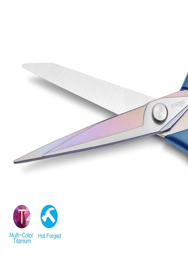 LIVINGO 2 Pack Sharp Fabric Scissors - Heavy Duty Scissors All Purpose, Titanium Coated Forged Sewing Shears for Tailor Dressmaking Crafting Cutting Clothes Leather, 8.5" & 9.5", Blue & Yellow - Image 3