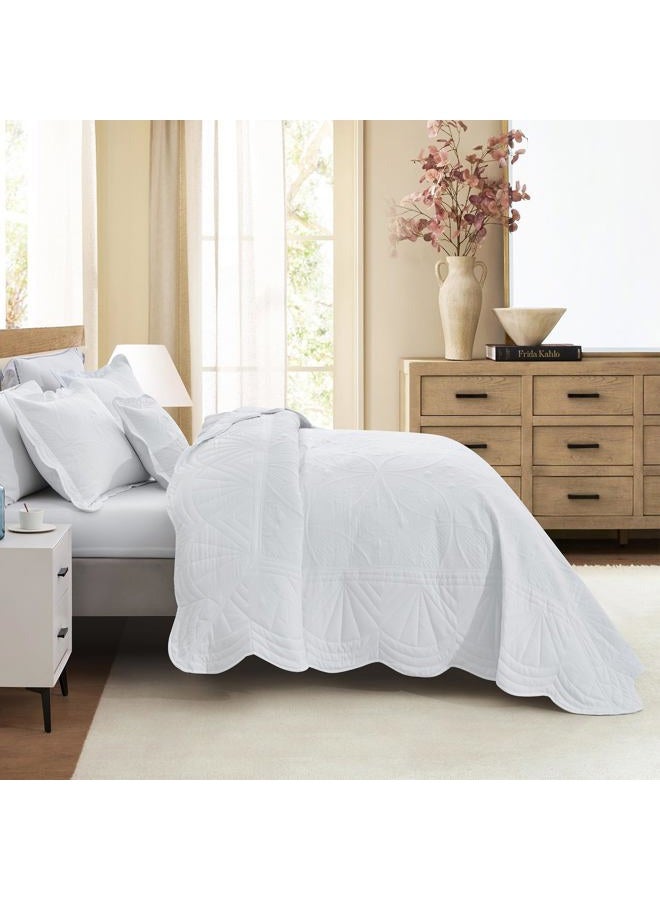 DaisyHuang Oversized Bedspread - King Size Bedding Cover - Modern & Contemporary Coverlet Set, Real Stitching, Reversible, Lightweight, 5 Piece, White - Image 2