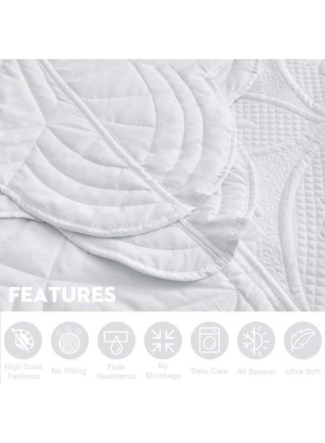 DaisyHuang Oversized Bedspread - King Size Bedding Cover - Modern & Contemporary Coverlet Set, Real Stitching, Reversible, Lightweight, 5 Piece, White - Image 5