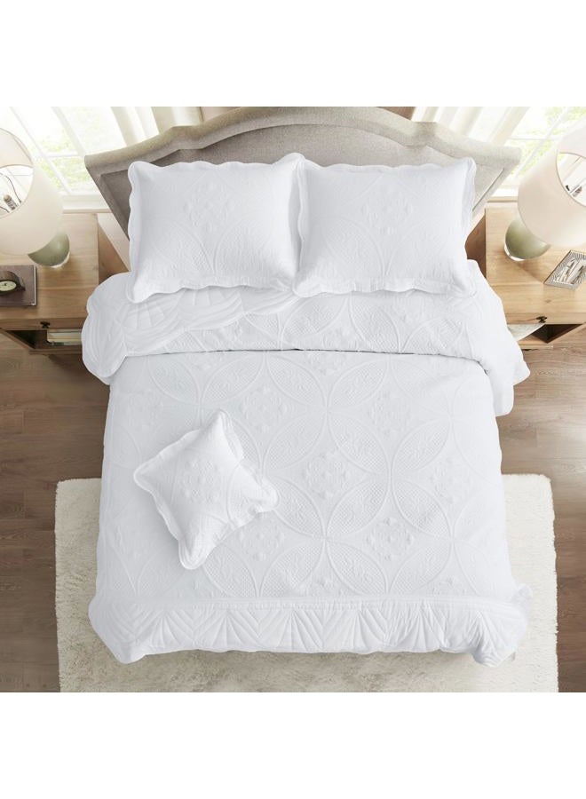 DaisyHuang Oversized Bedspread - King Size Bedding Cover - Modern & Contemporary Coverlet Set, Real Stitching, Reversible, Lightweight, 5 Piece, White - Image 4