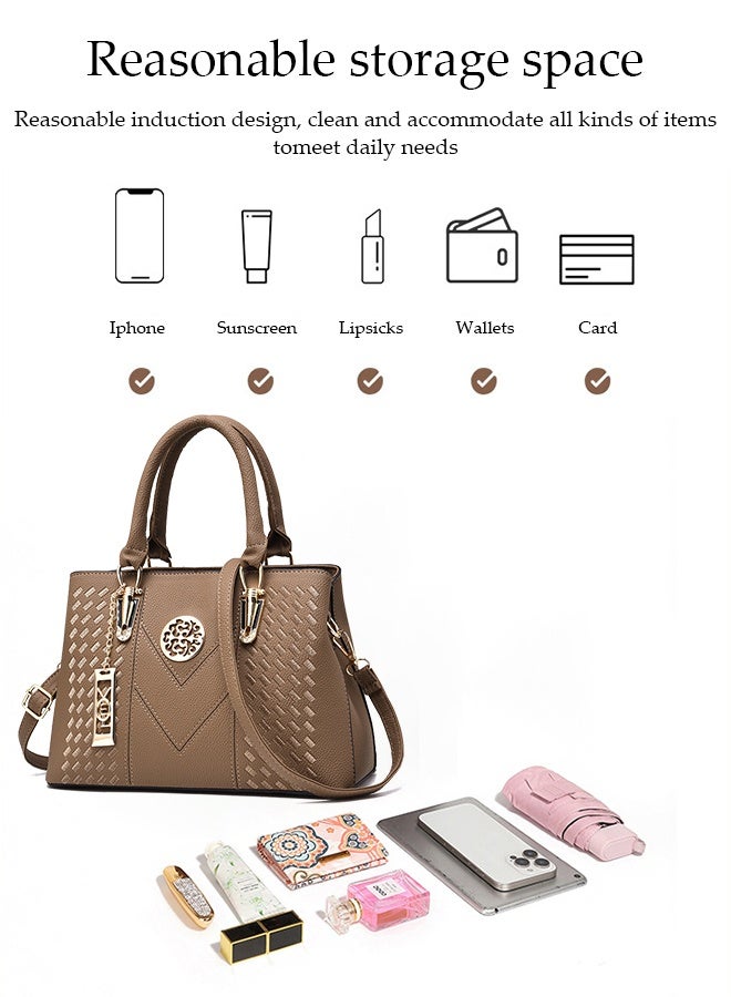 DUNISO Fashionable Embroidered Women's Handbag，Shoulder Bag，High-capacity，Messenger Bag，Suitable for Business Commuting，Khaki  - Image 5