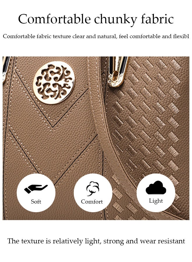 DUNISO Fashionable Embroidered Women's Handbag，Shoulder Bag，High-capacity，Messenger Bag，Suitable for Business Commuting，Khaki  - Image 4