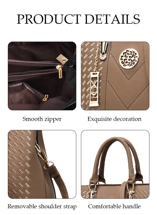 DUNISO Fashionable Embroidered Women's Handbag，Shoulder Bag，High-capacity，Messenger Bag，Suitable for Business Commuting，Khaki  - Image 3