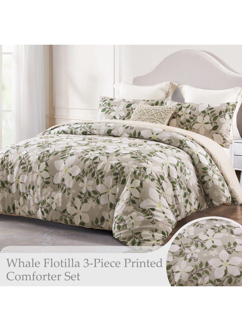 Whale Flotilla Whale Flotilla King Size Comforter Set  Printed Beige Soft Warm Bedding Comforter Sets for King Size Bed Set  3 Pieces Micoriber Floral Comforter  - Image 2